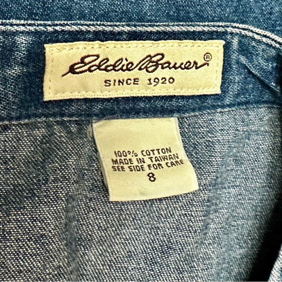 Eddie Bauer Women’s Sz 8 Blue Jean Denim Side Button Maxi Skirt Modest Normcore - Picture 5 of 7